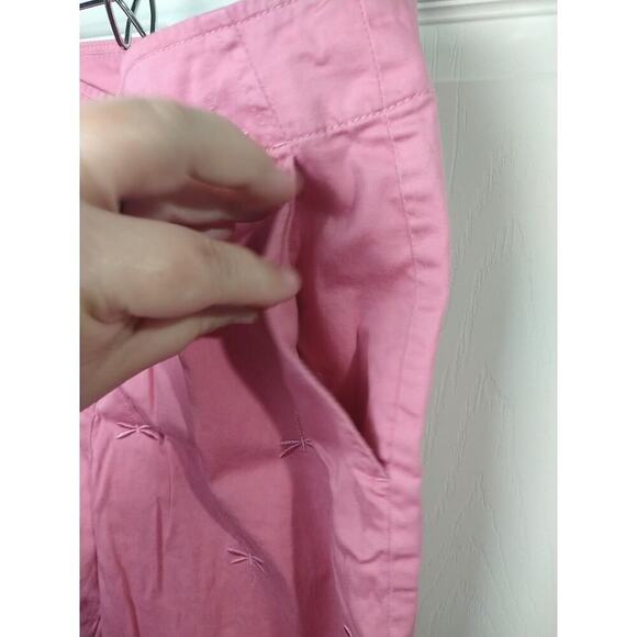 Talbots 8 Pink Stretch Dragonfly Pocket Flat Front Capri Pants - Picture 7 of 11